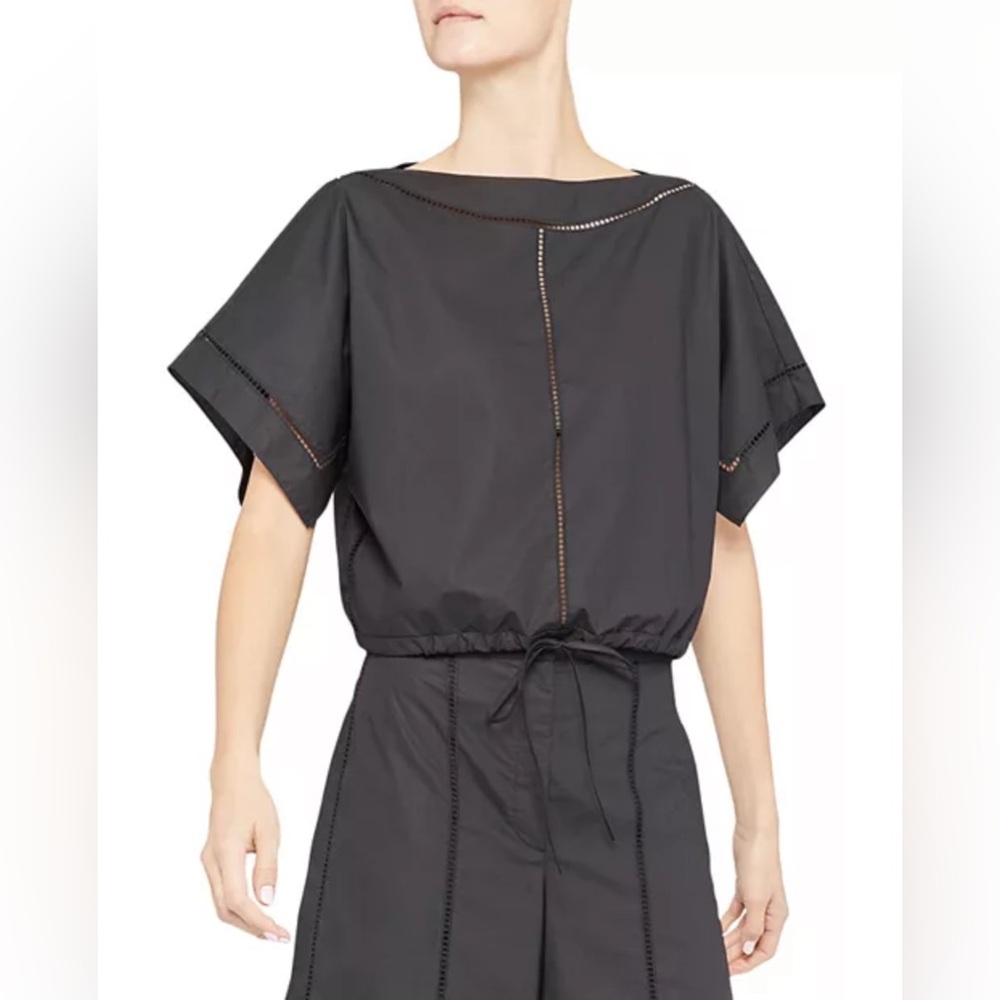Theory Ladder Eyelet Drawstring Hem Top